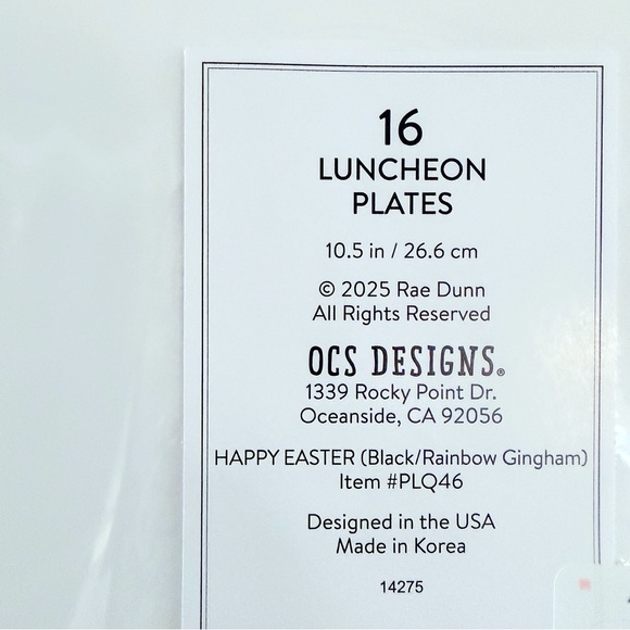 Rae Dunn Happy Easter 16 Luncheon Plates in Pastel Plaid - Picture 3 of 6